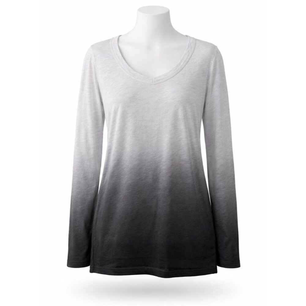 Idealogy Long Sleeve Tunic Tee Tie Dye Grays Size Large EUC